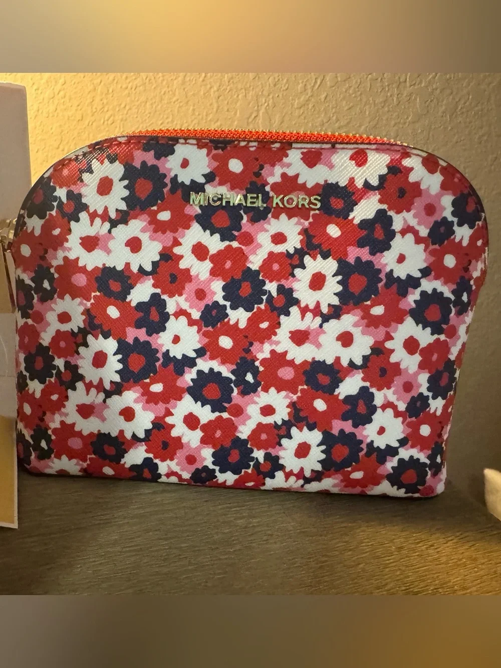 Michael Kors Flower Makeup Case with gift box, new never used, tags attached
